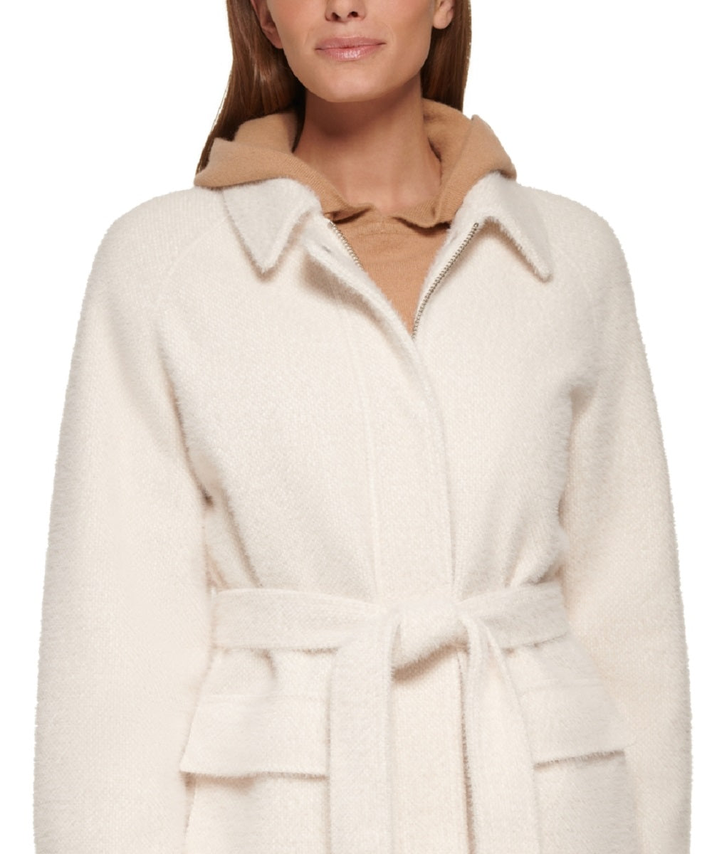 Calvin Klein Camisa Feminina com Cinto, Branca, Tamanho Pequeno