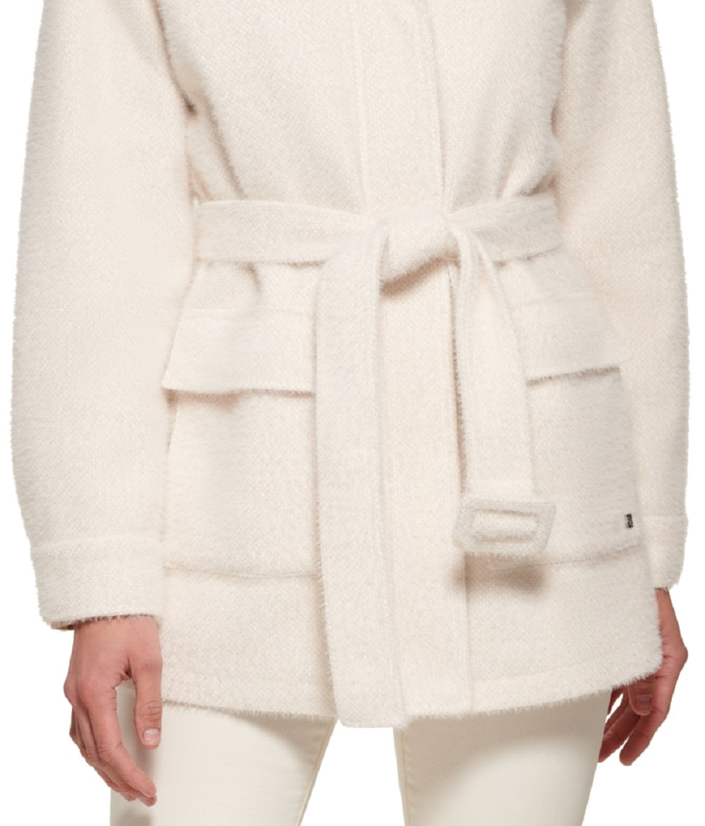 Calvin Klein Camisa Feminina com Cinto, Branca, Tamanho Pequeno