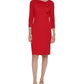 Vestido Calvin Klein Feminino com Decote Laço e Manga 3/4 Vermelho Tamanho 4 Petite