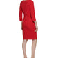 Vestido Calvin Klein Feminino com Decote Laço e Manga 3/4 Vermelho Tamanho 4 Petite