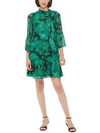 Vestido Calvin Klein Feminino em Chiffon Metálico Verde Tamanho 10