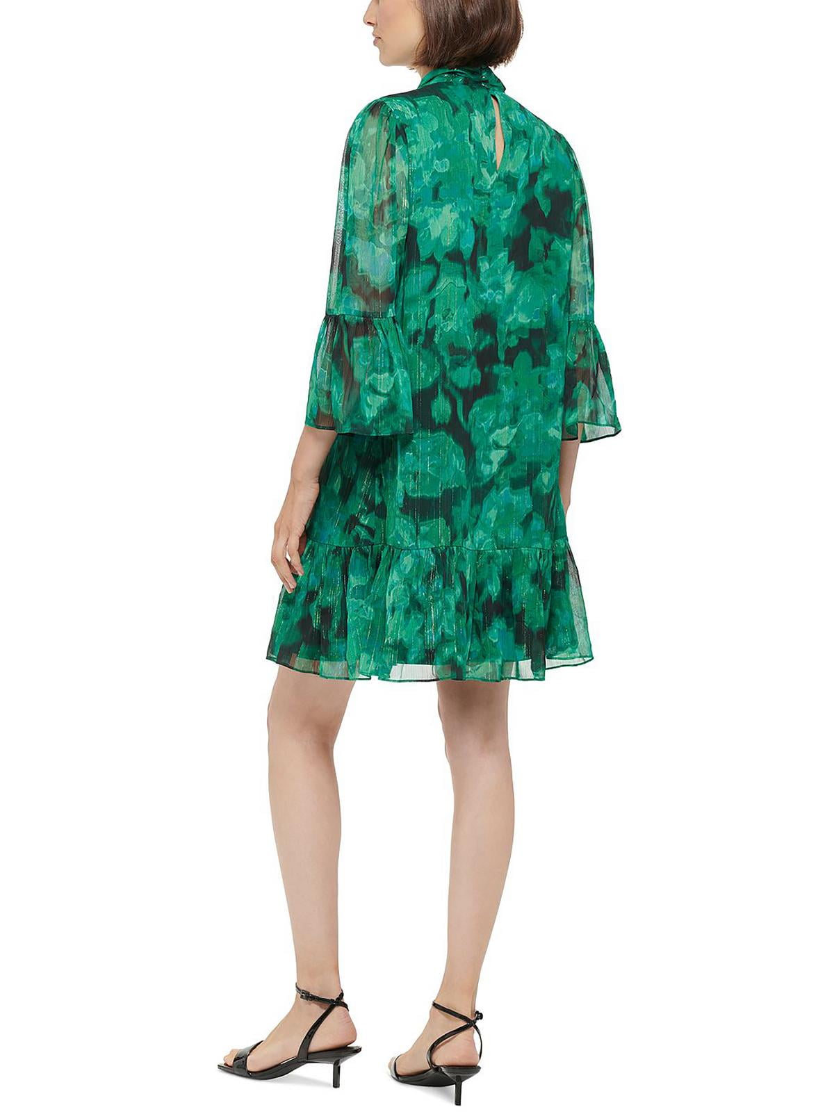 Vestido Calvin Klein Feminino em Chiffon Metálico Verde Tamanho 10