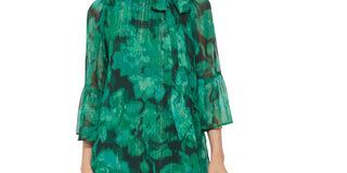 Vestido Calvin Klein Feminino em Chiffon Metálico Verde Tamanho 10
