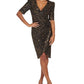 Vestido Calvin Klein Feminino com Lantejoulas, Decote em V, Manga Cotovelo, Preto, Tamanho 12