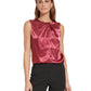 Blusa feminina Calvin Klein sem mangas com pregas e decote vermelho, tamanho médio