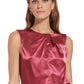 Blusa feminina Calvin Klein sem mangas com pregas e decote vermelho, tamanho médio