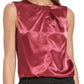 Blusa feminina Calvin Klein sem mangas com pregas e decote vermelho, tamanho médio