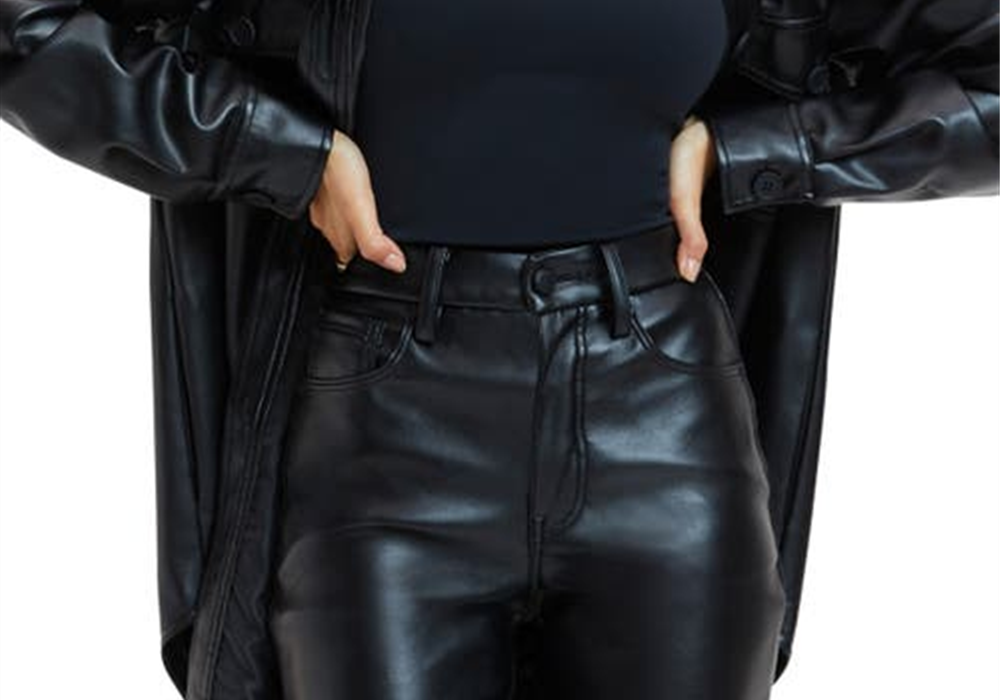 Good American Better Than Leather Shacket de couro sintético preto tamanho 7