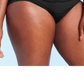 Calcinha de biquíni feminina Kona Sol com franzido e cintura alta, cobertura alta, preta, tamanho G