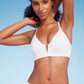 Top de biquíni feminino canelado com decote em V e aro longo Shade &amp; Shore, branco, 36B