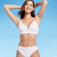Top de biquíni feminino canelado com decote em V e aro em V Shade &amp; Shore, branco, 34DD