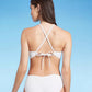 Top de biquíni feminino canelado com decote em V e aro em V Shade &amp; Shore, branco, 34DD