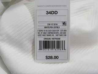 Top de biquíni feminino canelado com decote em V e aro em V Shade &amp; Shore, branco, 34DD