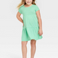 Vestido de malha com manga curta e camadas para meninas Cat &amp; Jack, verde, tamanho G
