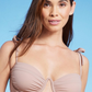 Top de biquíni feminino Shade &amp; Shore com amarração no ombro e franzido, marrom claro, tamanho 34D