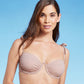 Top de biquíni feminino Shade &amp; Shore com amarração no ombro e franzido, marrom claro, tamanho 34B