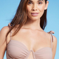 Top de biquíni feminino Shade &amp; Shore com amarração no ombro e franzido, marrom claro, tamanho 34B