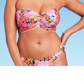 Top de biquíni feminino Shade &amp; Shore com alças e estampa floral multicolorida, tamanho 38DD