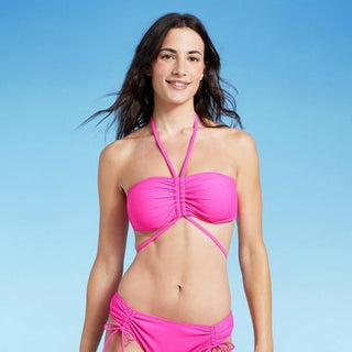 Top de biquíni feminino Shade &amp; Shore com alças e alças finas, rosa, tamanho P