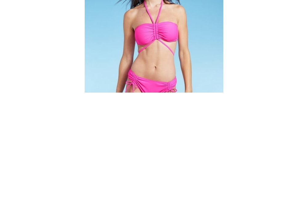 Top de biquíni feminino Shade &amp; Shore com alças e alças finas, rosa, tamanho P