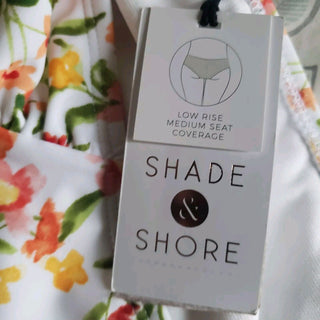 Calcinha de biquíni hipster com franzido lateral feminino Shade &amp; Shore, estampa floral multicolorida, tamanho GG