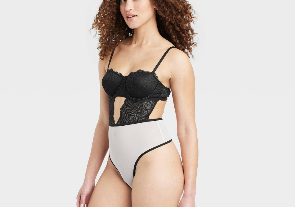 Body sem aro Auden feminino, coleção de renda, preto, tamanho G