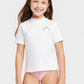 Rash Guard Top Arco-Íris Manga Curta Cat &amp; Jack para Meninas, Branco, G