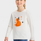 Camiseta estampada de manga comprida para Halloween para meninas Cat &amp; Jack, tamanho P, creme