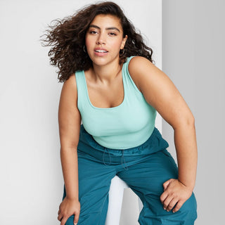 Regata feminina sem costura Wild Fable, azul-água, tamanho 1X