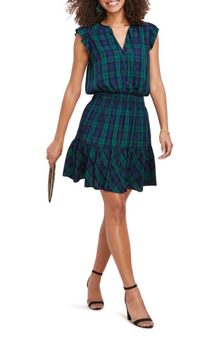 Vestido feminino com cintura franzida Vineyard Vines, verde, tamanho grande