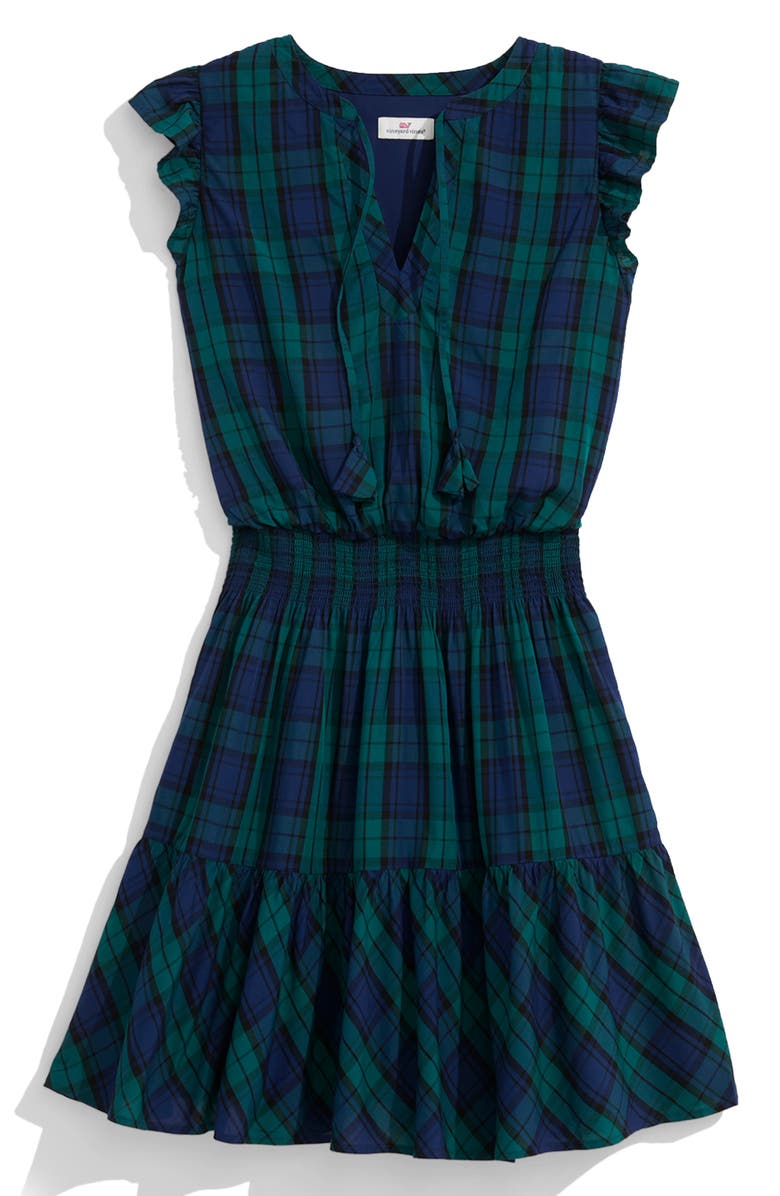 Vestido feminino com cintura franzida Vineyard Vines, verde, tamanho grande