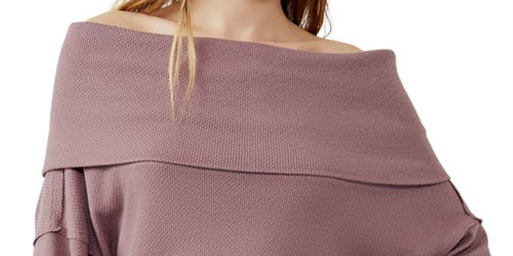 Blusa térmica Hazy Heart Off the Shoulder da Free People para mulheres, rosa, tamanho pequeno