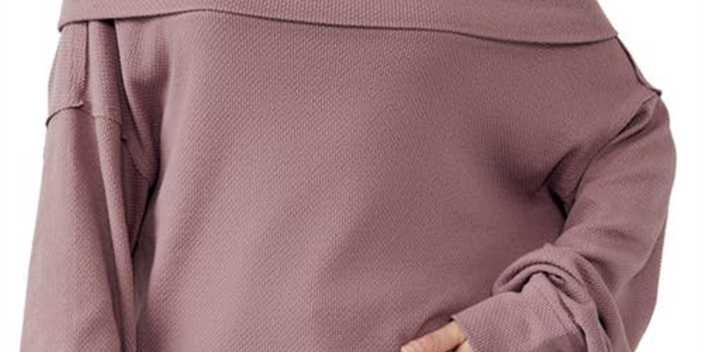 Blusa térmica Hazy Heart Off the Shoulder da Free People para mulheres, rosa, tamanho pequeno