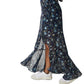 Saia longa feminina Free People Edge Floral com amarração lateral, azul, tamanho 2
