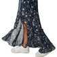 Saia longa feminina Free People Edge Floral com amarração lateral, azul, tamanho 2