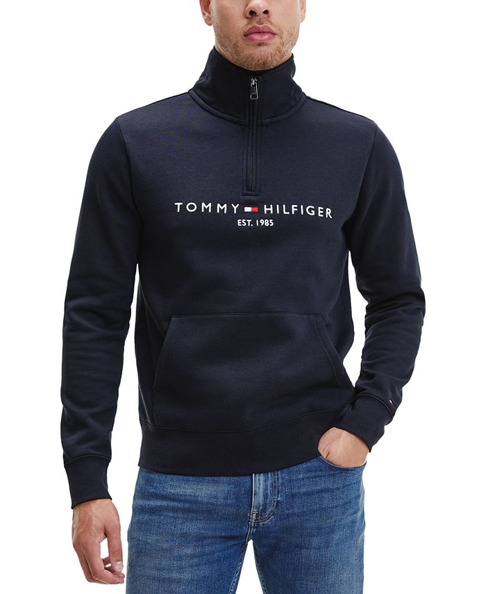 Moletom com capuz e estampa de logotipo Tommy Hilfiger masculino, preto, tamanho XX-G