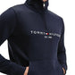 Moletom com capuz e estampa de logotipo Tommy Hilfiger masculino, preto, tamanho XX-G