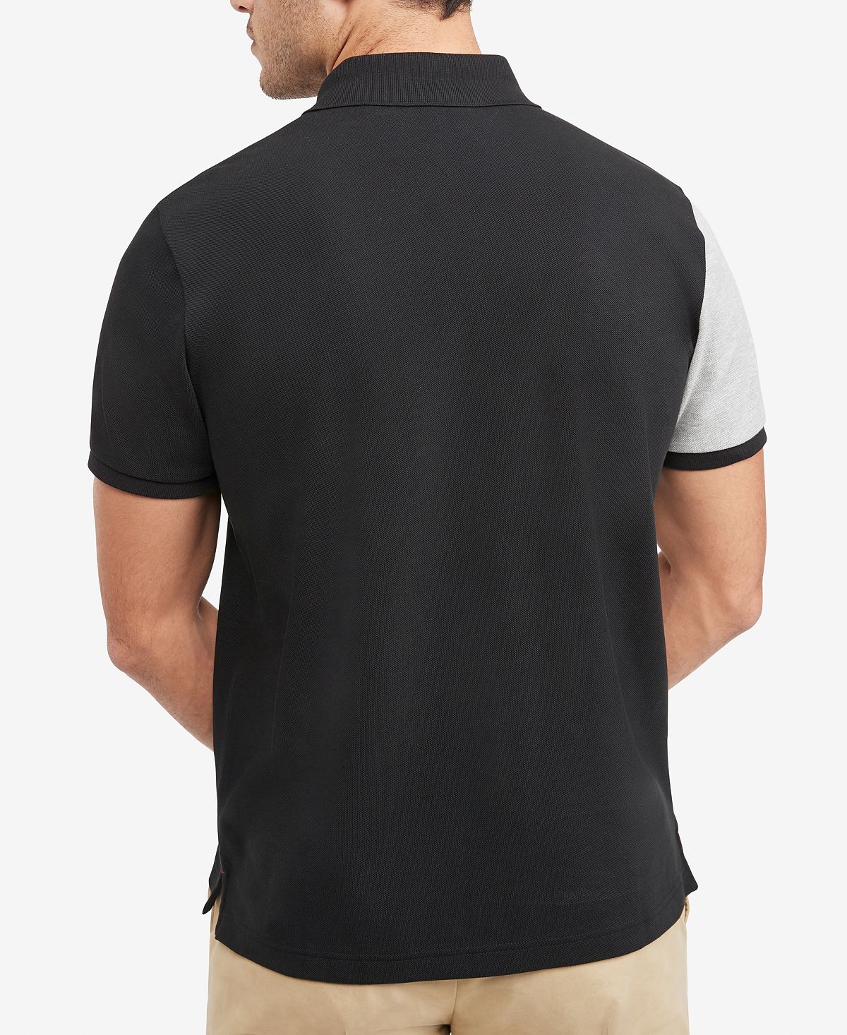 Camisa polo masculina Tommy Hilfiger Global Stripe Regular Fit de manga curta, cinza, tamanho grande