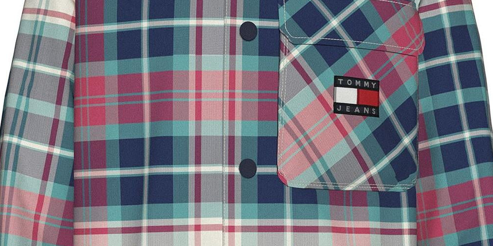 Jaqueta xadrez acolchoada masculina Tommy Hilfiger, verde, tamanho grande