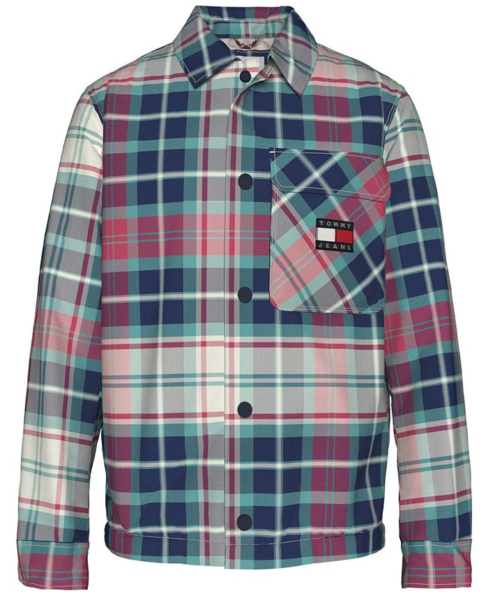 Jaqueta xadrez acolchoada masculina Tommy Hilfiger, verde, tamanho XS