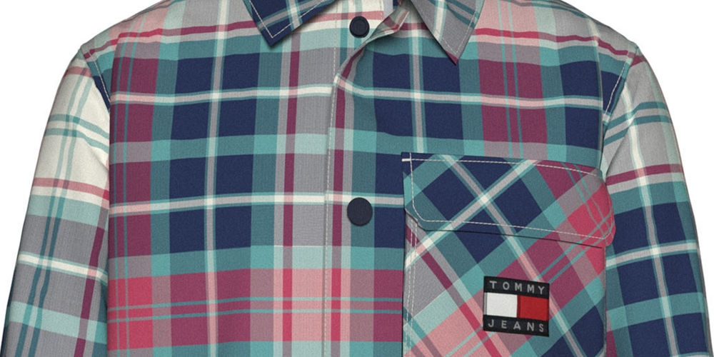 Jaqueta xadrez acolchoada masculina Tommy Hilfiger, verde, tamanho XS