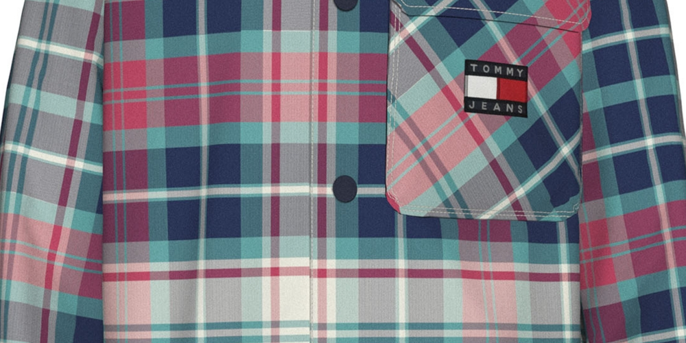 Jaqueta xadrez acolchoada masculina Tommy Hilfiger, verde, tamanho XS