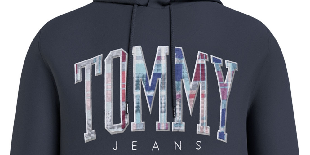 Tommy Hilfiger Moletom com capuz masculino regular fit com logotipo xadrez azul tamanho XS
