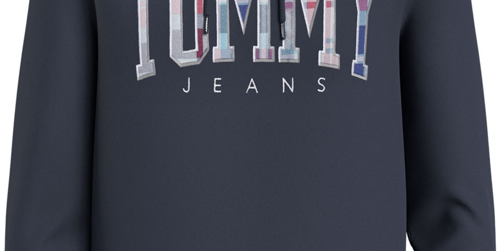 Tommy Hilfiger Moletom com capuz masculino regular fit com logotipo xadrez azul tamanho XS