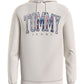 Tommy Hilfiger Moletom com capuz feminino, ajuste regular, com logo xadrez, branco, tamanho XX-G