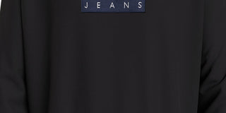 Tommy Hilfiger Moletom masculino com gola redonda e logo xadrez, ajuste relaxado, preto, tamanho médio