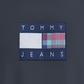 Tommy Hilfiger Moletom masculino com gola redonda e logo xadrez, ajuste relaxado, azul, tamanho pequeno