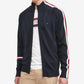 Tommy Hilfiger Suéter Masculino Global Stripe Intarsia com Zíper Completo Azul Tamanho Médio