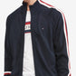 Tommy Hilfiger Suéter Masculino Global Stripe Intarsia com Zíper Completo Azul Tamanho Médio