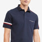 Camisa polo masculina Tommy Hilfiger Global Stripe Regular Fit de manga curta, marrom, tamanho médio
